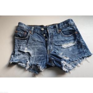 Levi's 501 mid rise distressed shorts